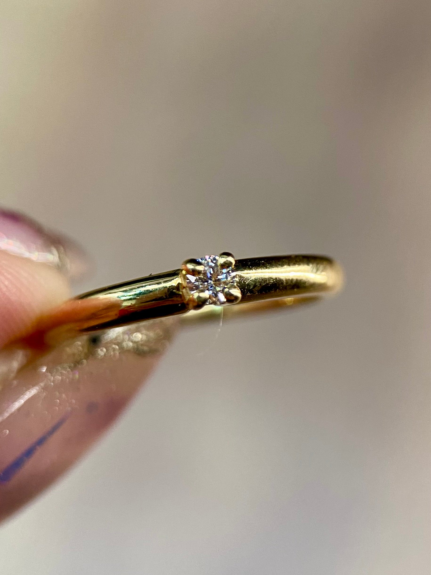 Oro Amarillo 14k Redondo 0.08ct de Diamante Natural                              Anillo Compromiso OF2213