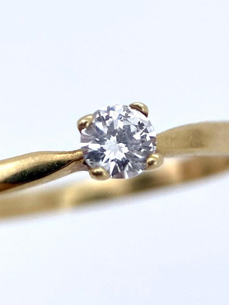 Oro Amarillo 14k Redondo 0.20ct de Diamante Natural                              Anillo Compromiso OF1510