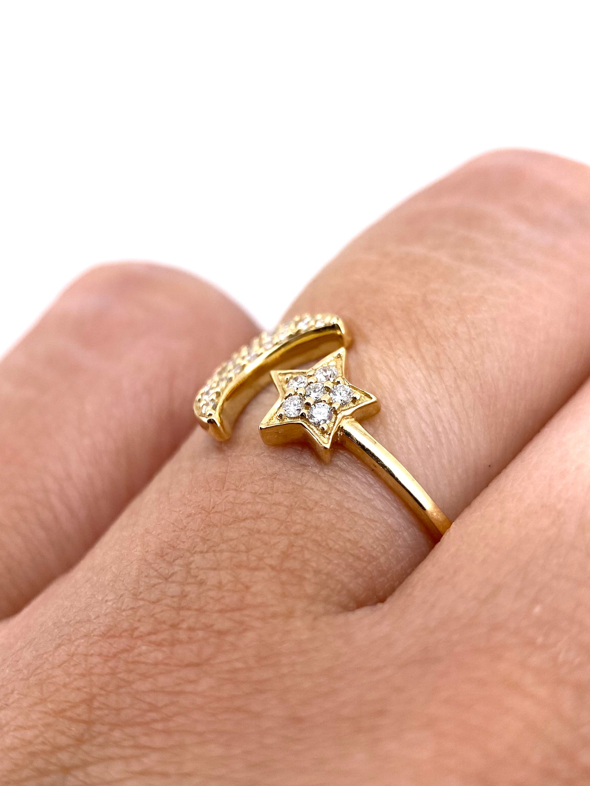 Churumbela Luna y Estrella 0.15ct Oro 14k Amarillo.            OF2350
