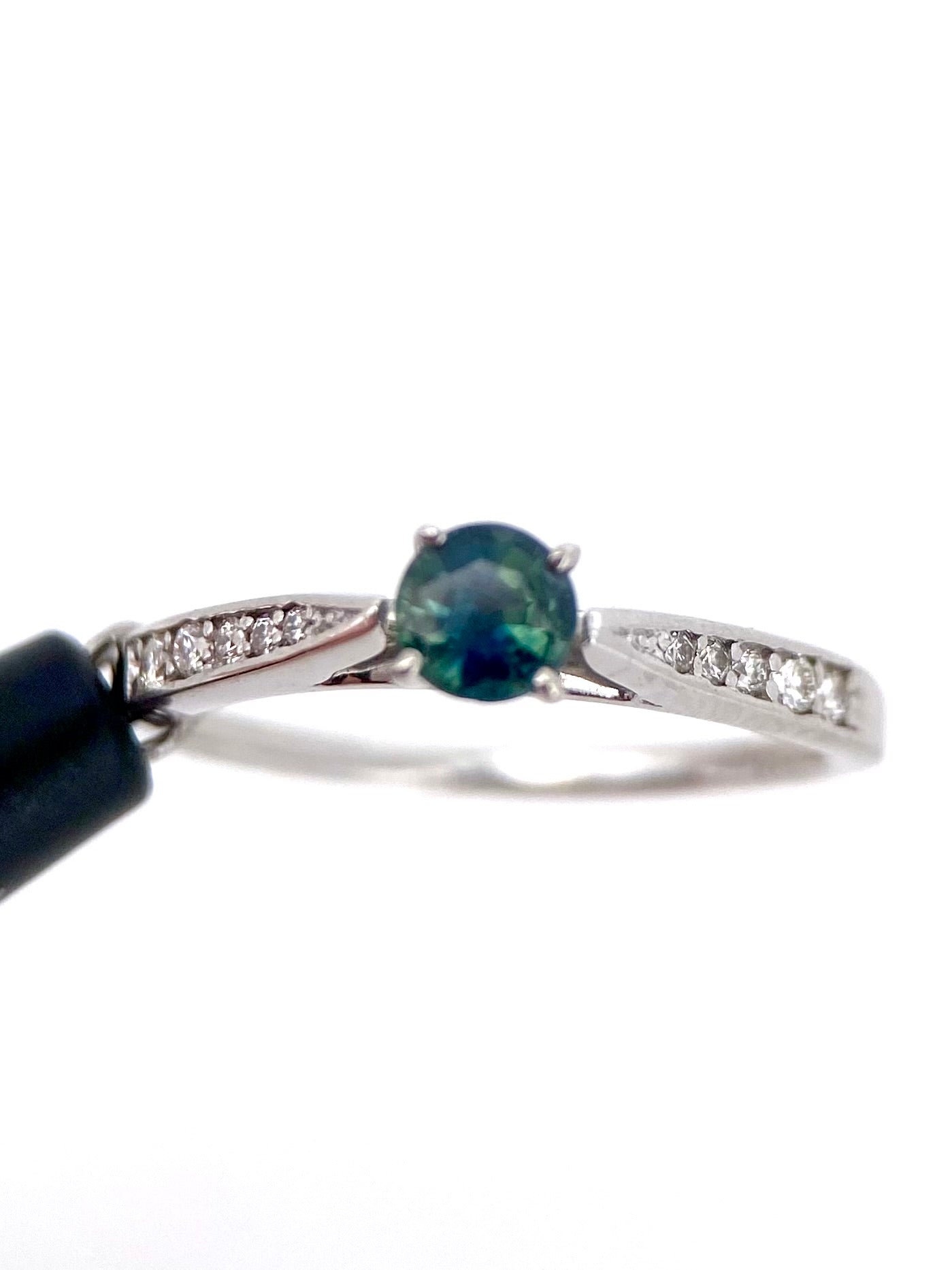 Oro Blanco 14k Redondo 0.24ct Blue+ 0.10ct Lde Diamantes Naturales                             Anillo Compromiso OF2309