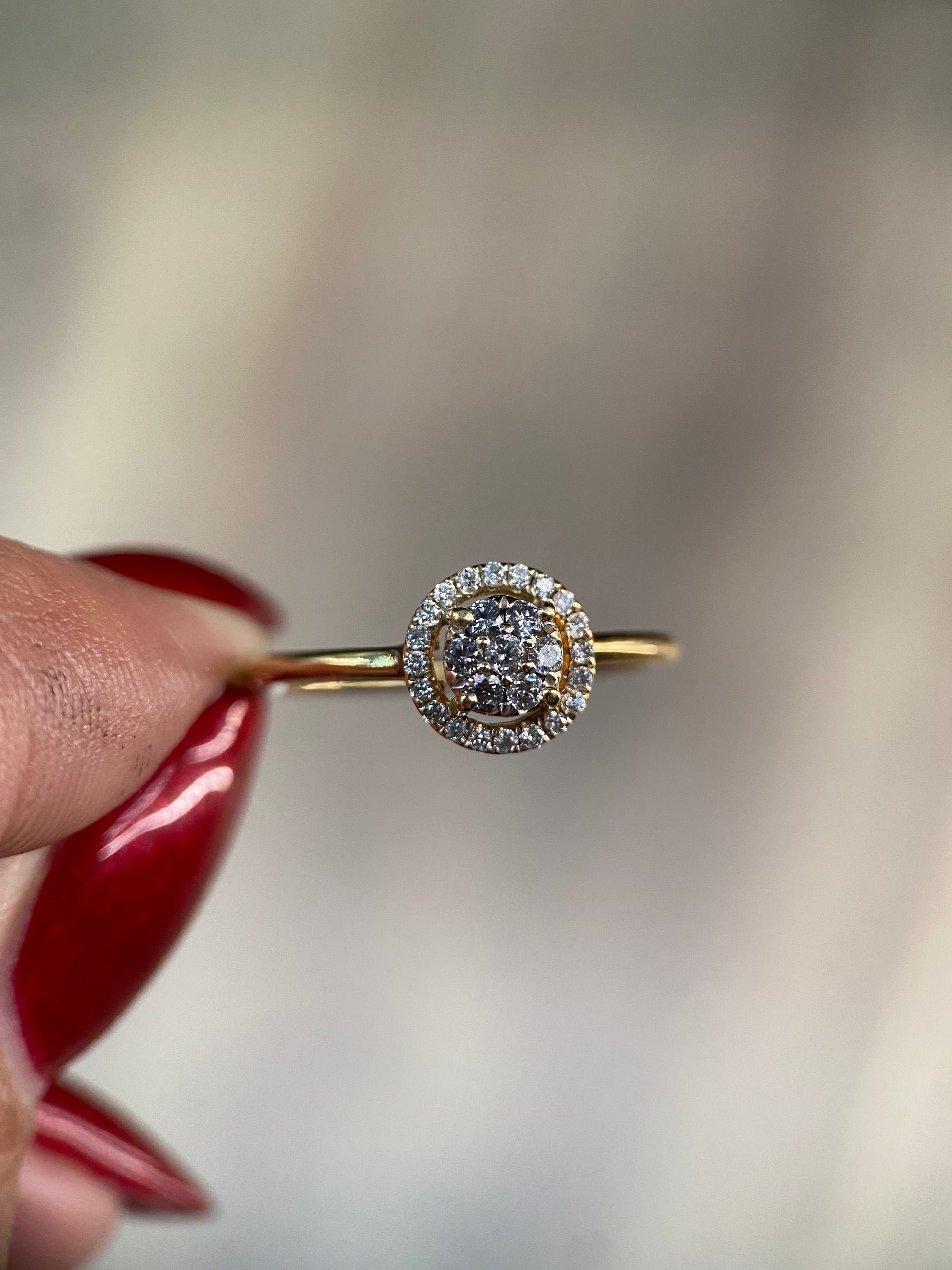 Oro Amarillo 14k Redondo 0.31ct de Diamantes Naturales                            Anillo Compromiso OF1854