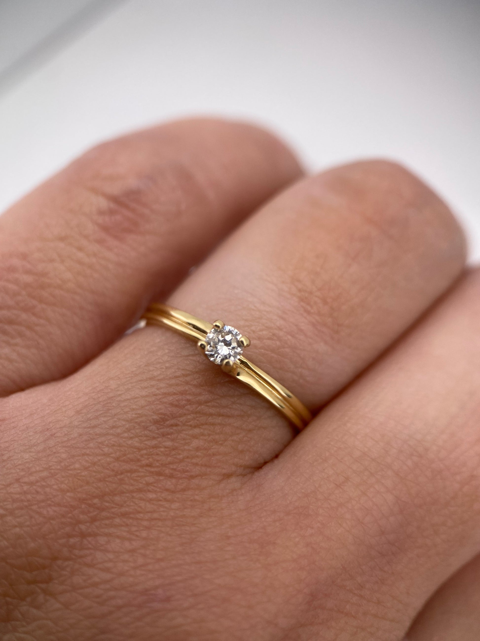 Oro Amarillo 14k Redondo 0.15ct de Diamante Natural                              Anillo Compromiso OF1998
