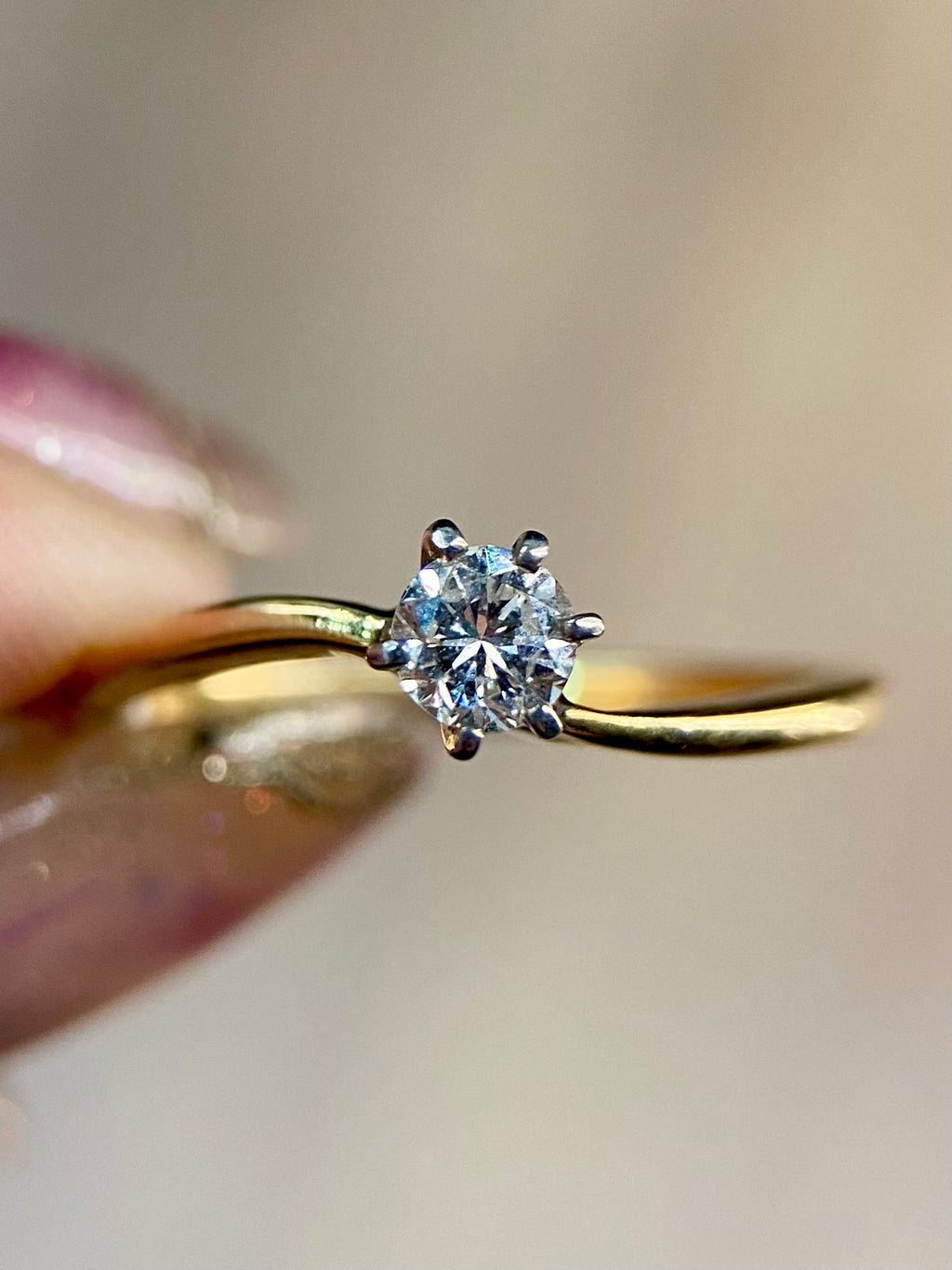 Oro Amarillo 14k Redondo 0.23ct de Diamante Natural                              Anillo Compromiso OF1778