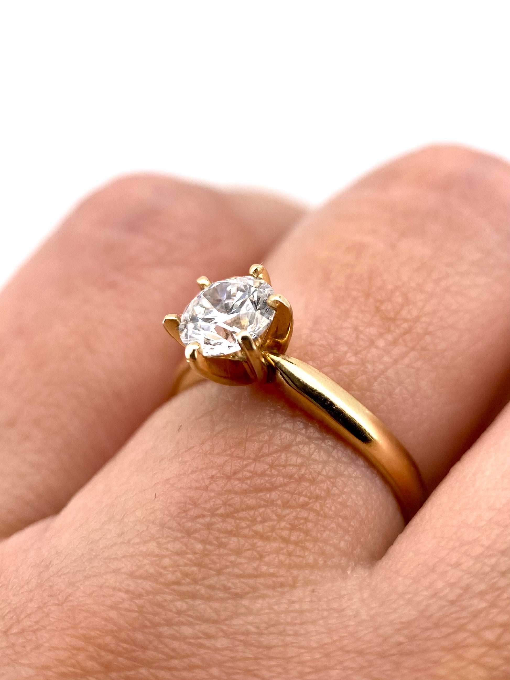 Diamante Laboratorio IGI Redondo 1.00ct Oro 14k Amarillo Anillo de Compromiso