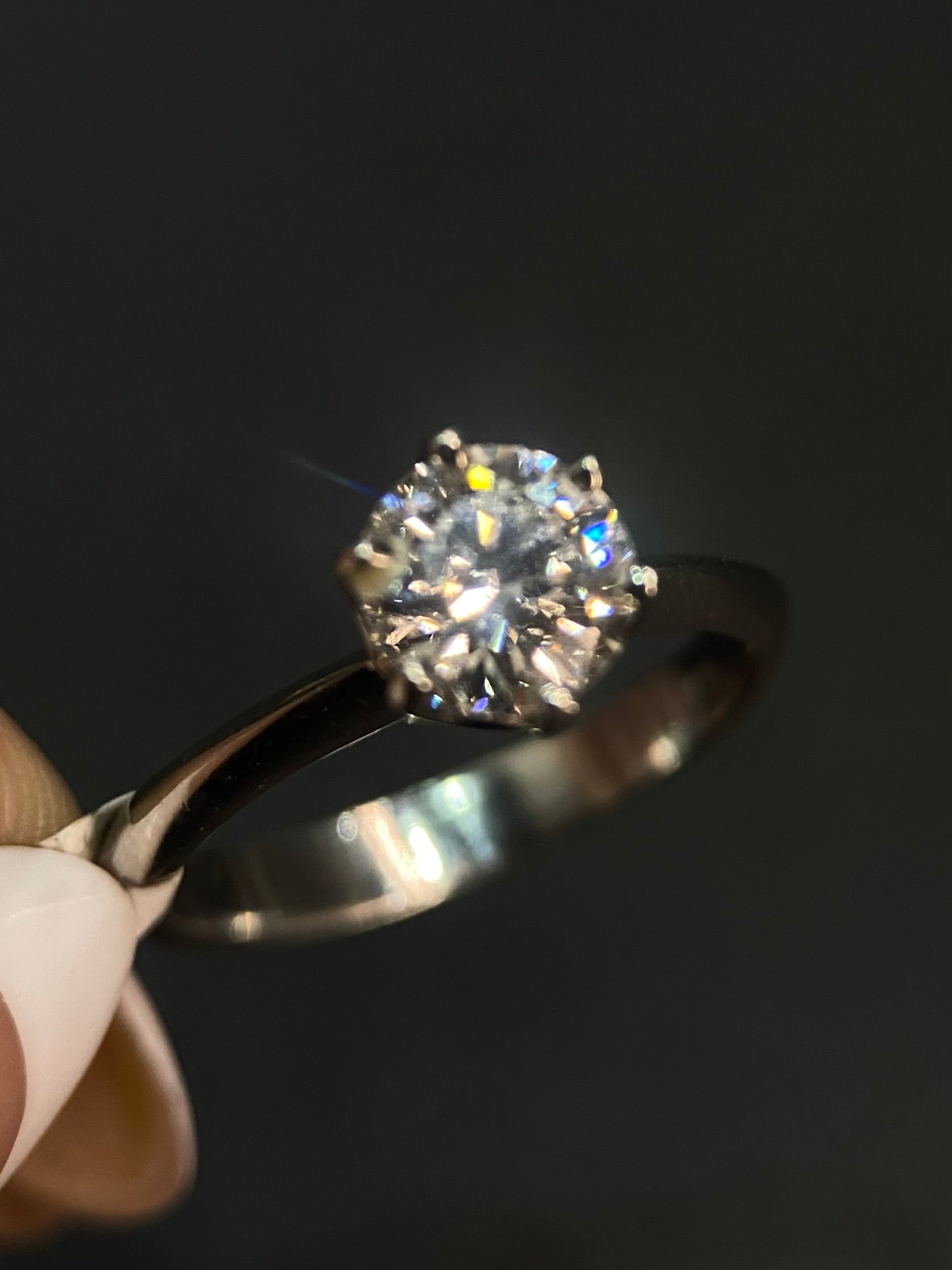 Diamante Laboratorio IGI Redondo 1.00ct Oro 14k Blanco-Anillo de Compromiso