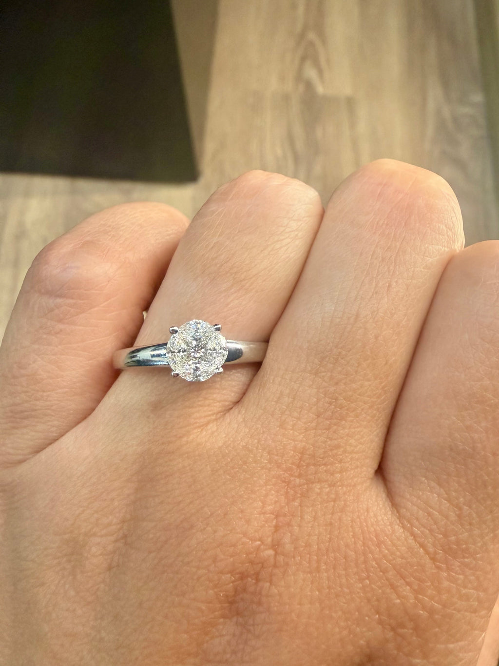 Oro Blanco 14k Redondo 0.25ct de Diamantes Naturales                            Anillo Compromiso OF2331