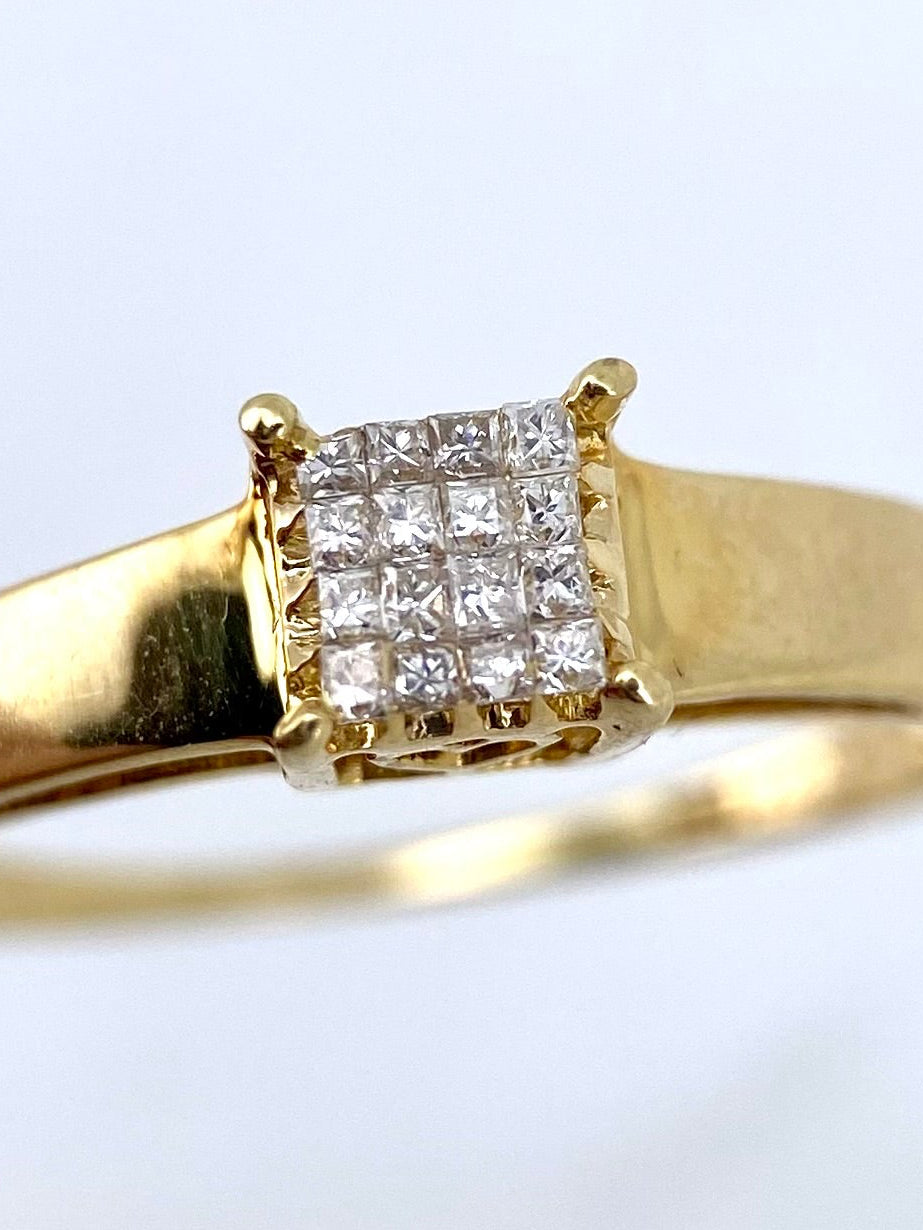Oro Amarillo 14k Princess 0.32ct de Diamantes Naturales                            Anillo Compromiso OF2215