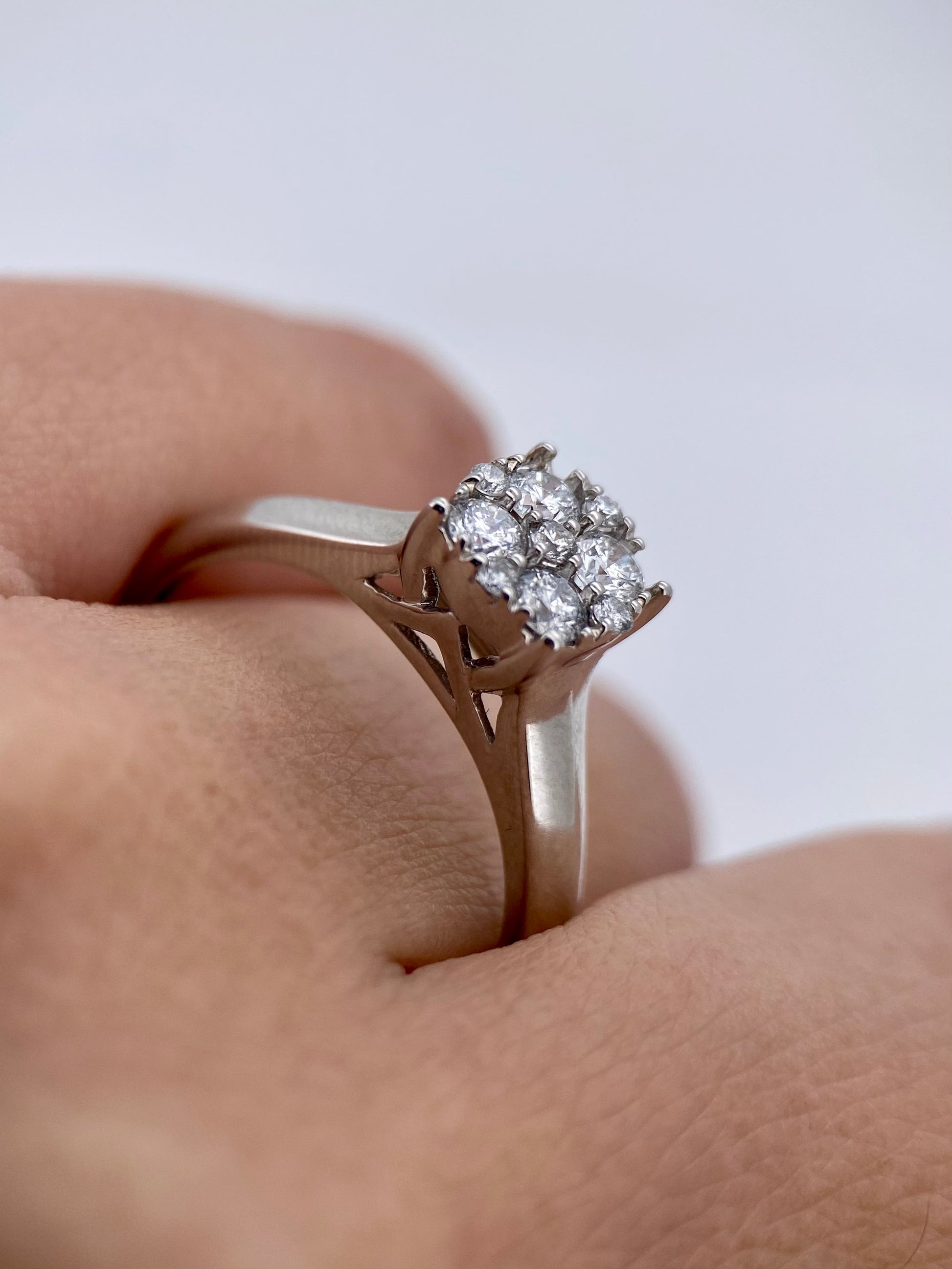 Oro Blanco 14k Redondo 0.35ct de Diamante Natural                                                  Anillo Compromiso OF2116