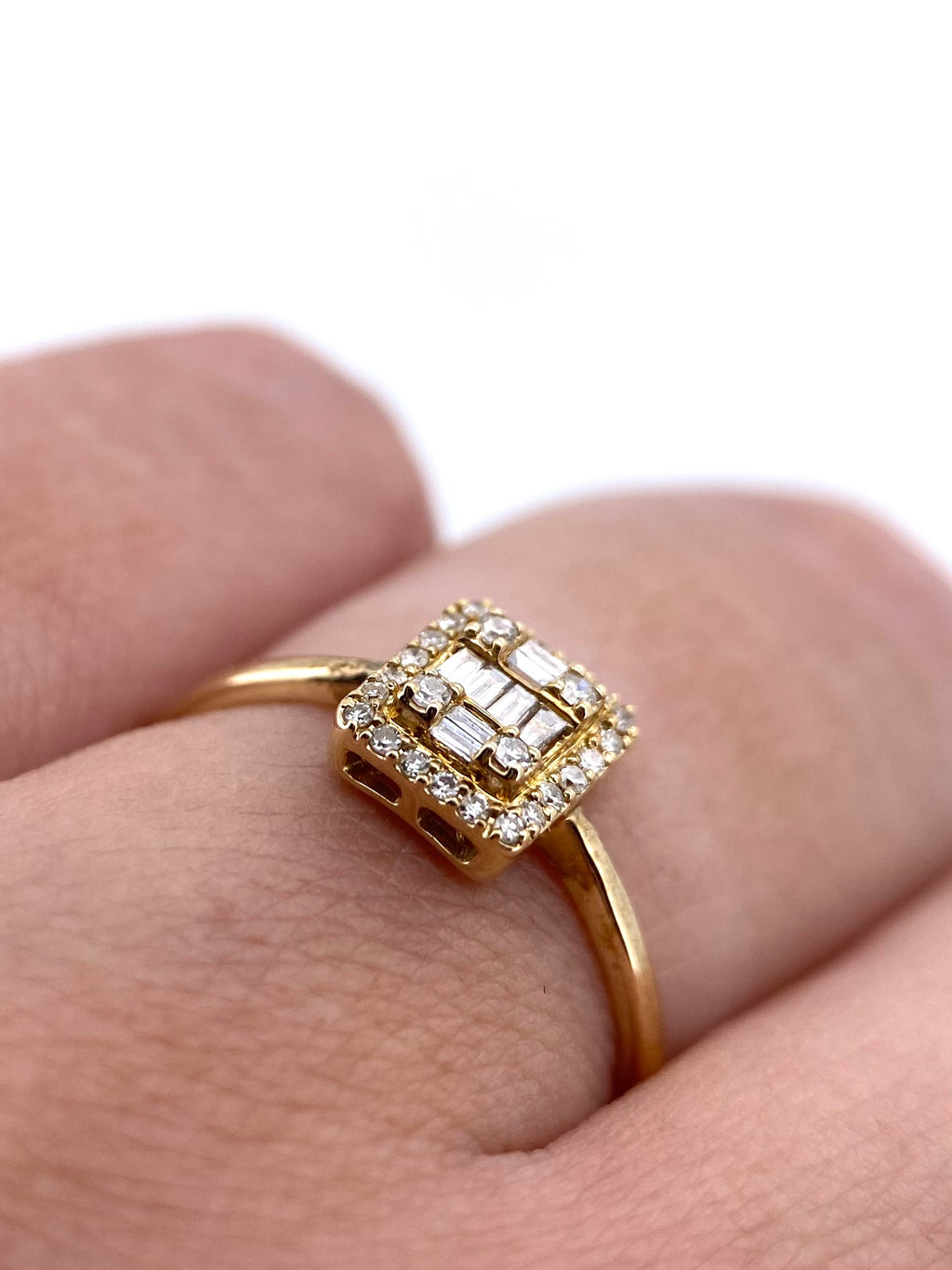 Oro Amarillo 14k Redondo 0.23ct de Diamantes Naturales                            Anillo Compromiso OF2140
