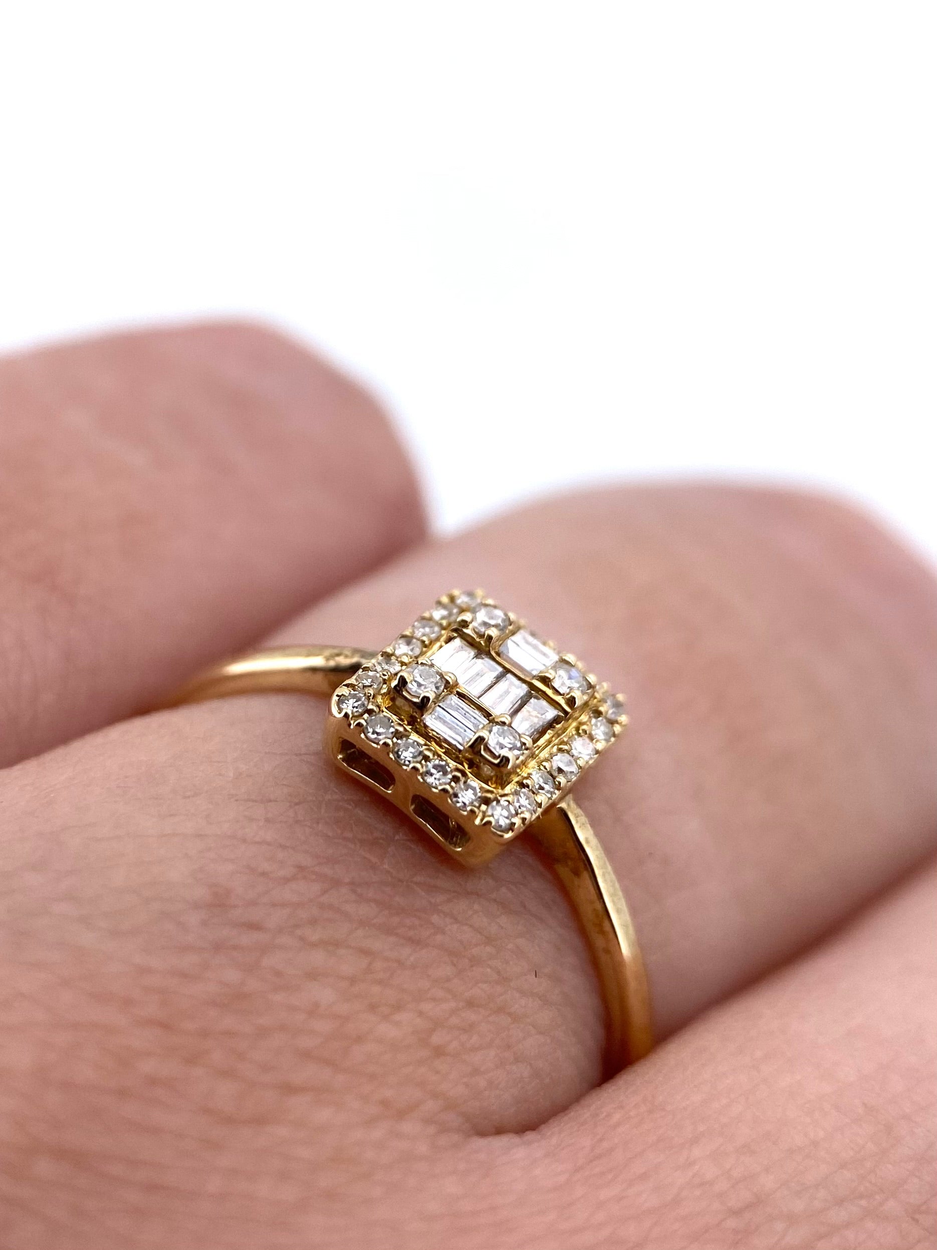 Oro Amarillo 14k Redondo 0.23ct de Diamantes Naturales                            Anillo Compromiso OF2139
