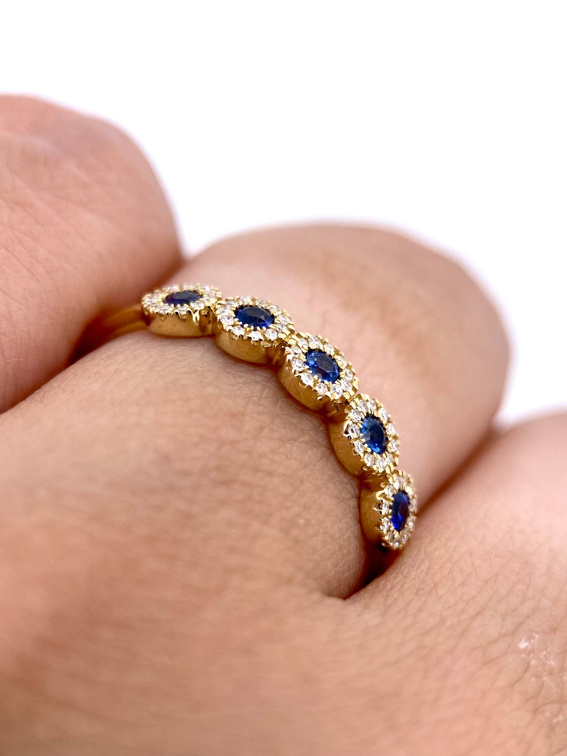 Churumbela Zafiros y Diamantes 0.70ct Oro 14k Blanco.            OF2371