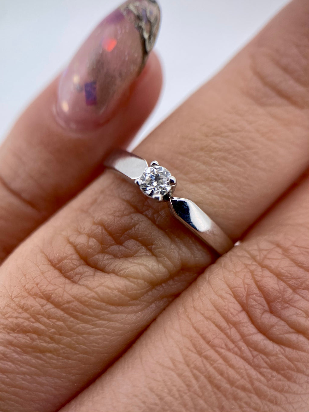 Oro Blanco 14k Redondo 0.24ct de Diamante Natural                                                  Anillo Compromiso OF1341