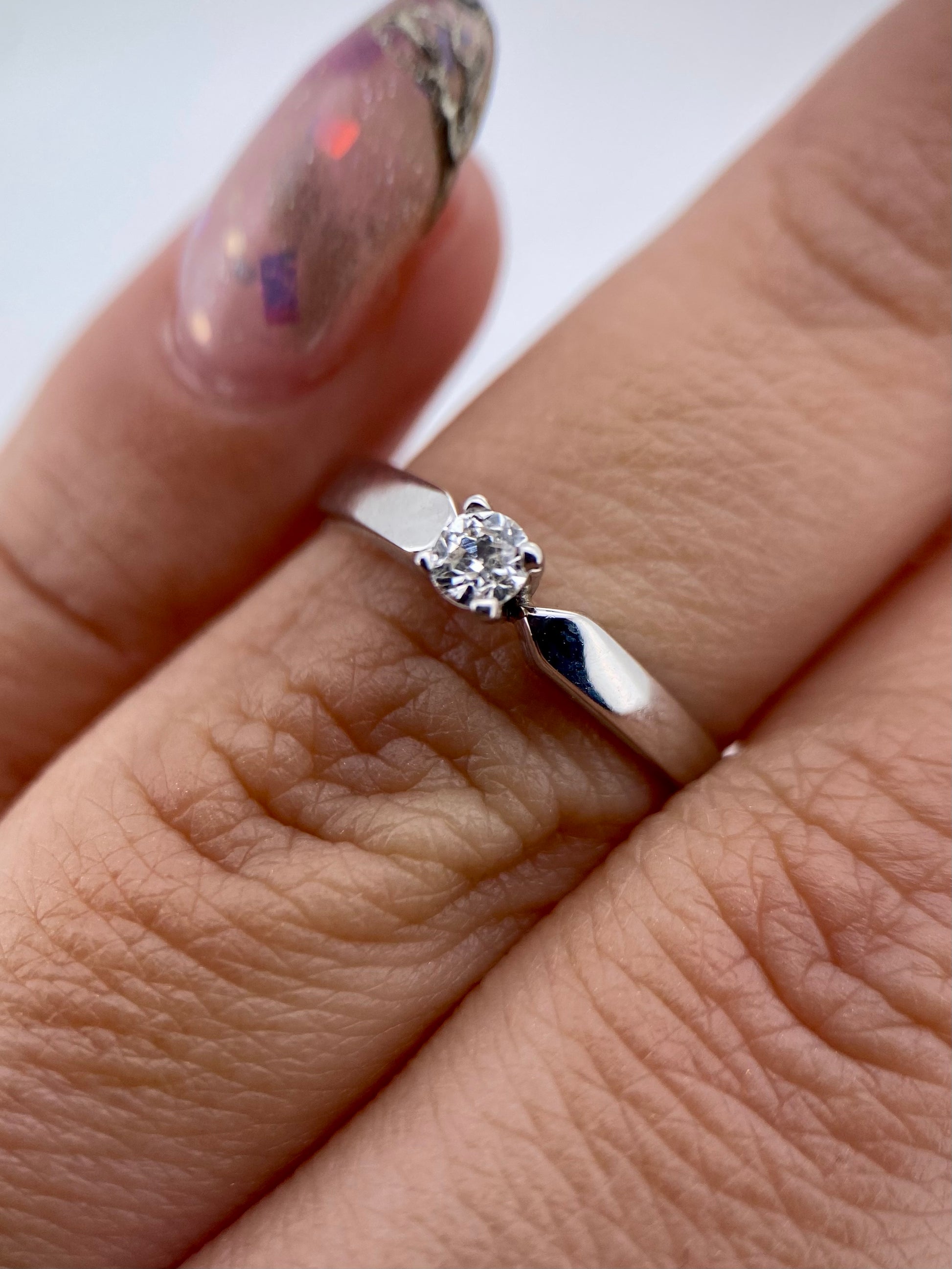 Oro Blanco 14k Redondo 0.24ct de Diamante Natural                                                  Anillo Compromiso OF1341