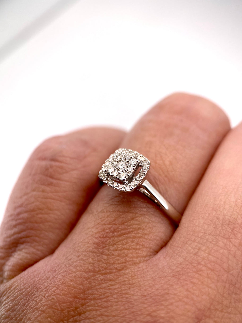 Oro Blanco 14k Princes 0.30ct de Diamantes Naturales                            Anillo Compromiso OF2293