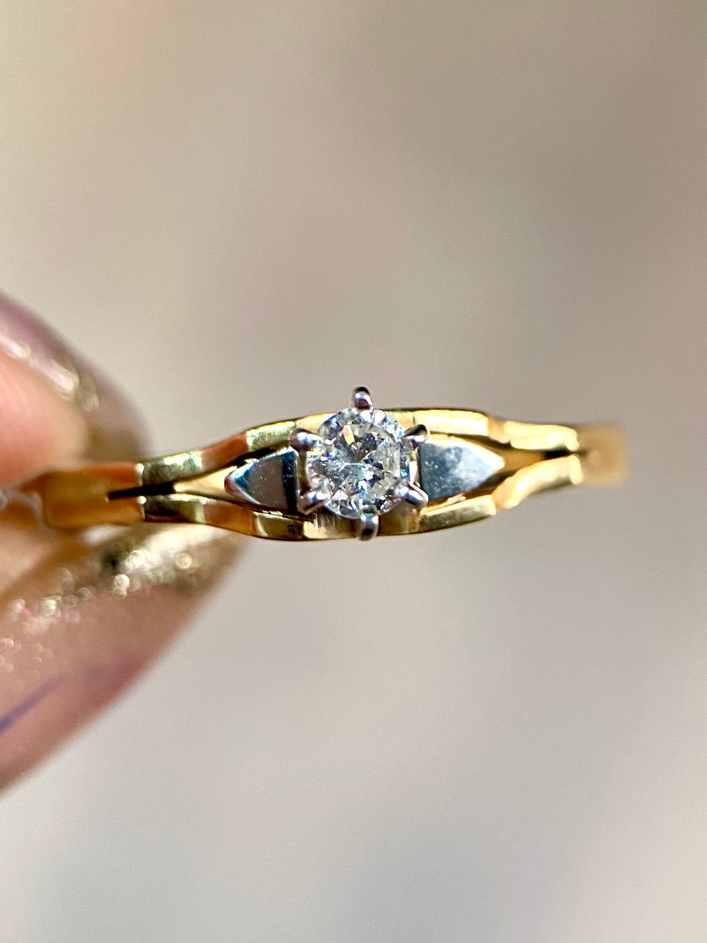 Oro Amarillo 14k Redondo 0.20ct de Diamante Natural                              Anillo Compromiso OF1851