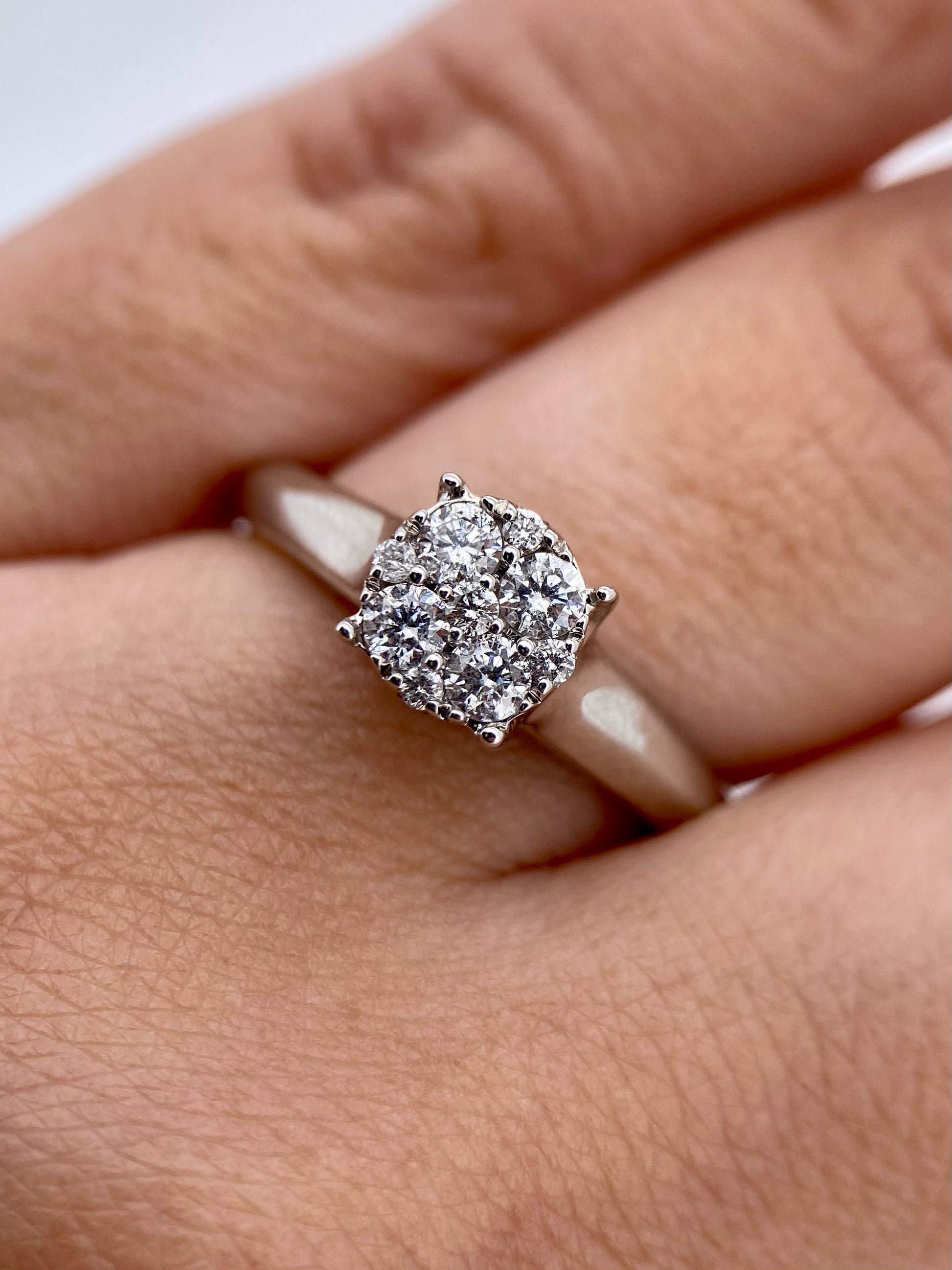 Oro Blanco 14k Redondo 0.35ct de Diamante Natural                                                  Anillo Compromiso OF2116