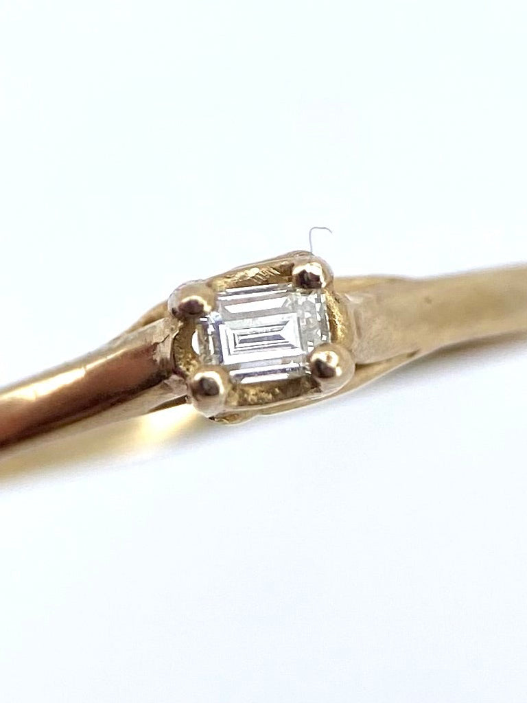 Oro Blanco 14k Esmeralda 0.09ct de Diamante Natural                                                  Anillo Compromiso OF1989
