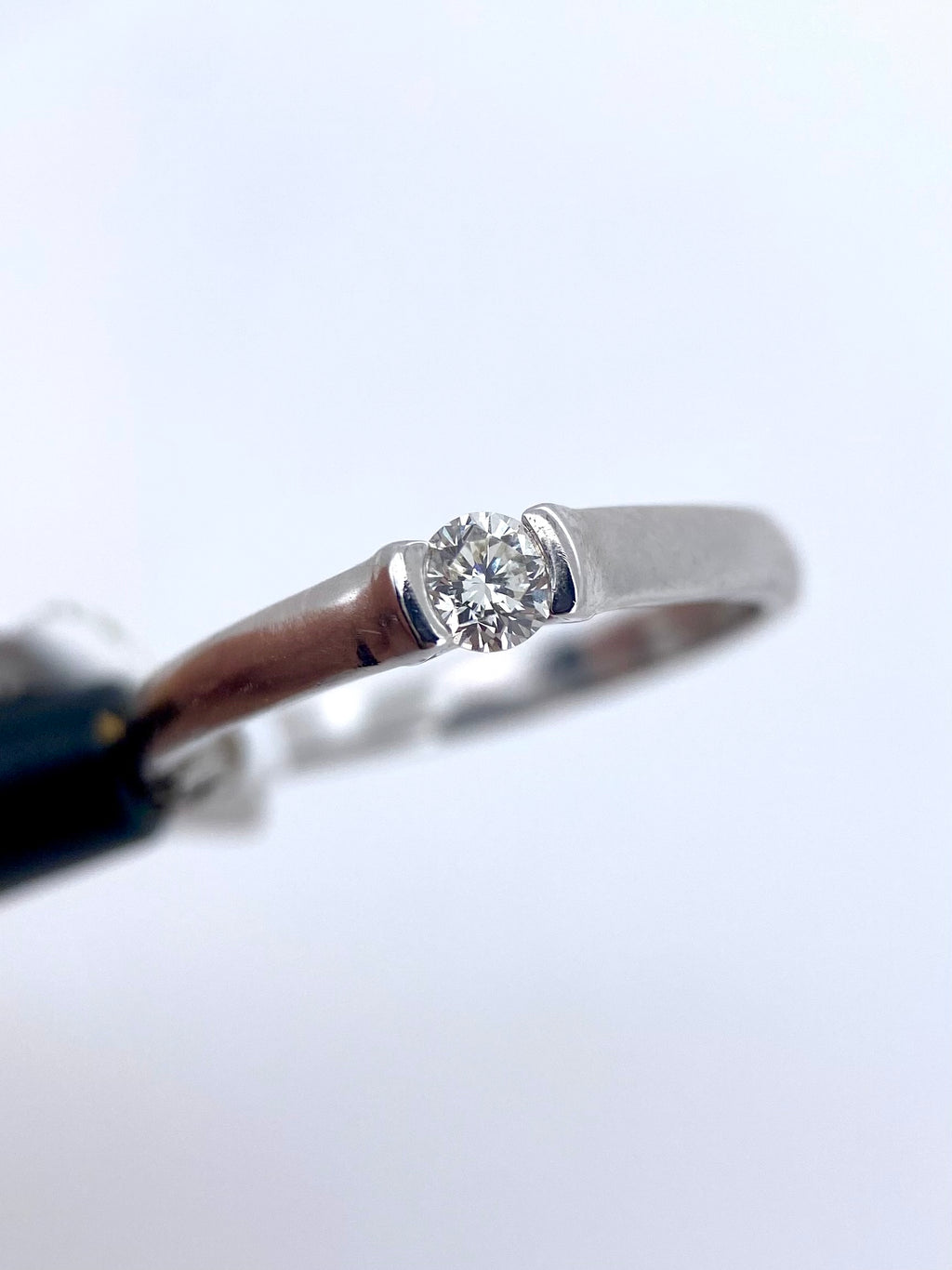 Oro Blanco 14k Redondo 0.17ct de Diamante Natural                                                  Anillo Compromiso OF2004