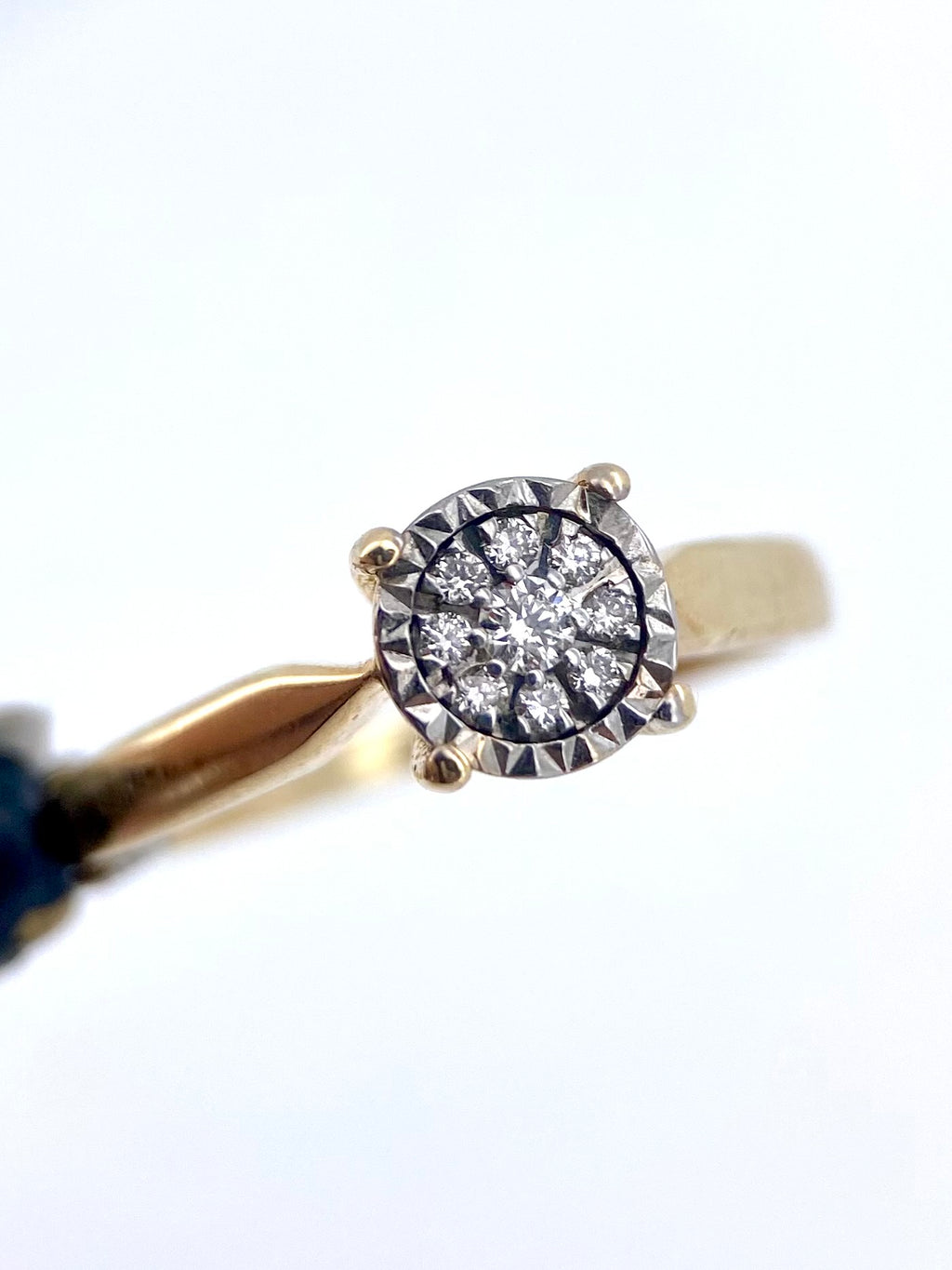 Oro Amarillo 14k Redondo 0.20ct de Diamantes Naturales                            Anillo Compromiso OF2329