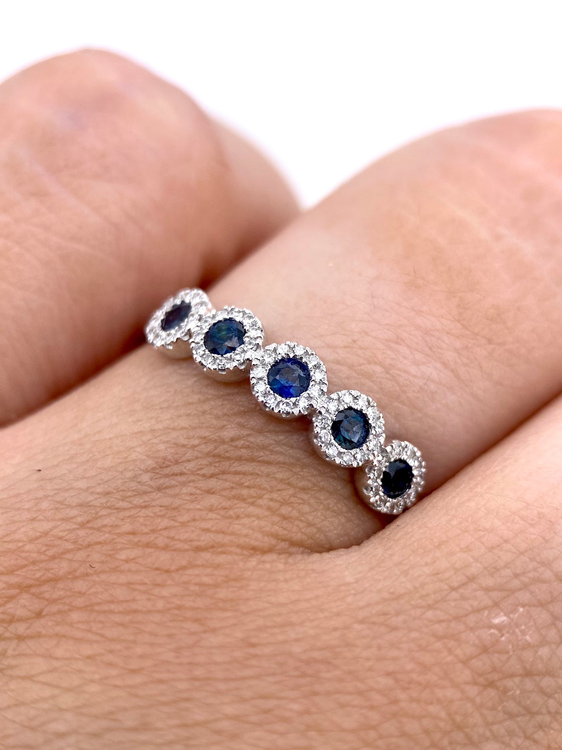 Churumbela Zafiros y Diamantes 0.75ct Oro 14k Blanco.            OF2367