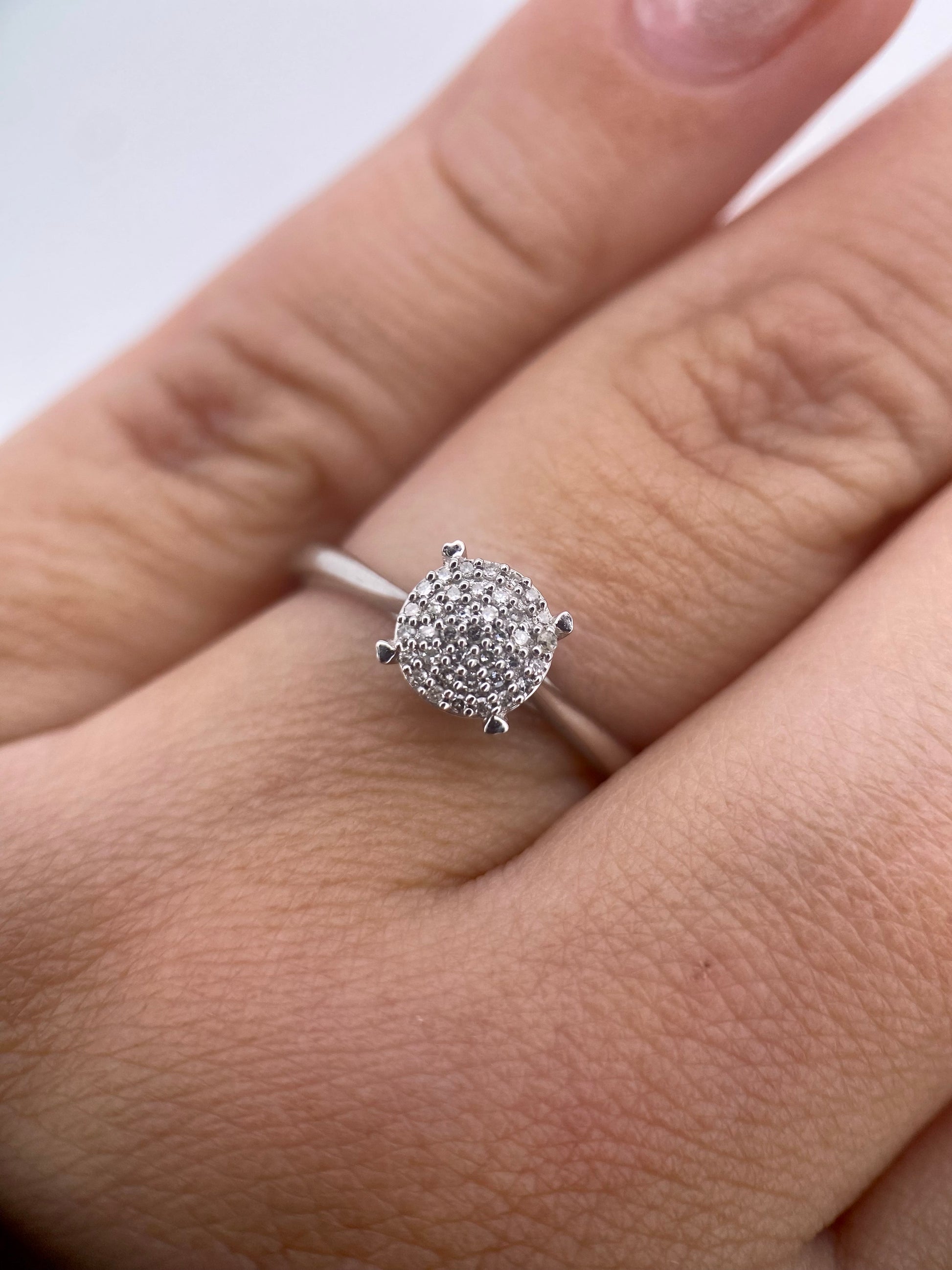 Oro Blanco 14k Redondo 0.15ct de Diamante                                                   Anillo Compromiso OF1869