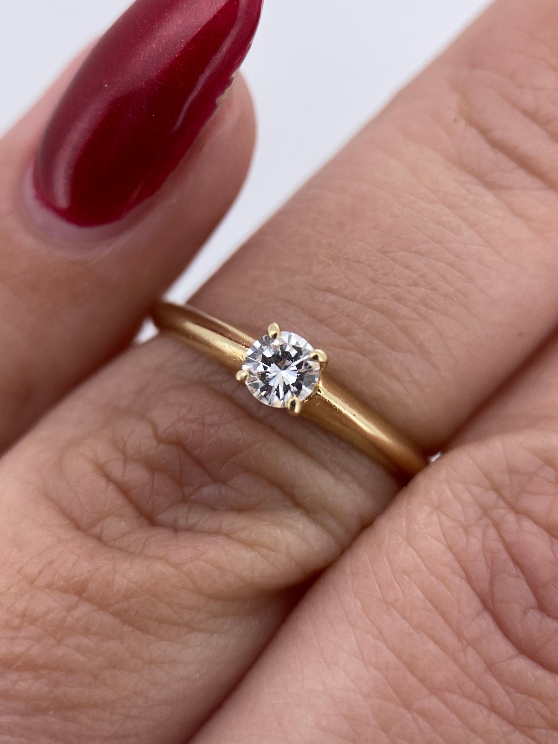 Oro Amarillo 14k Redondo 0.18ct de Diamante Natural                              Anillo Compromiso OF1991
