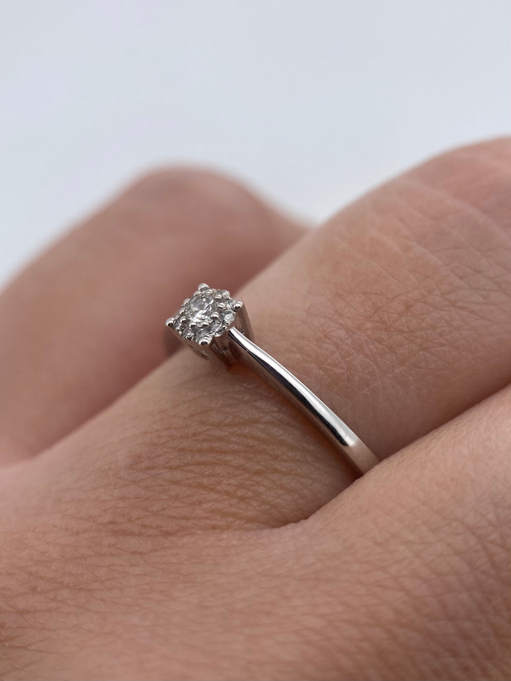 Oro Blanco 14k Redondo 0.15ct de Diamante Natural                                                  Anillo Compromiso OF2052