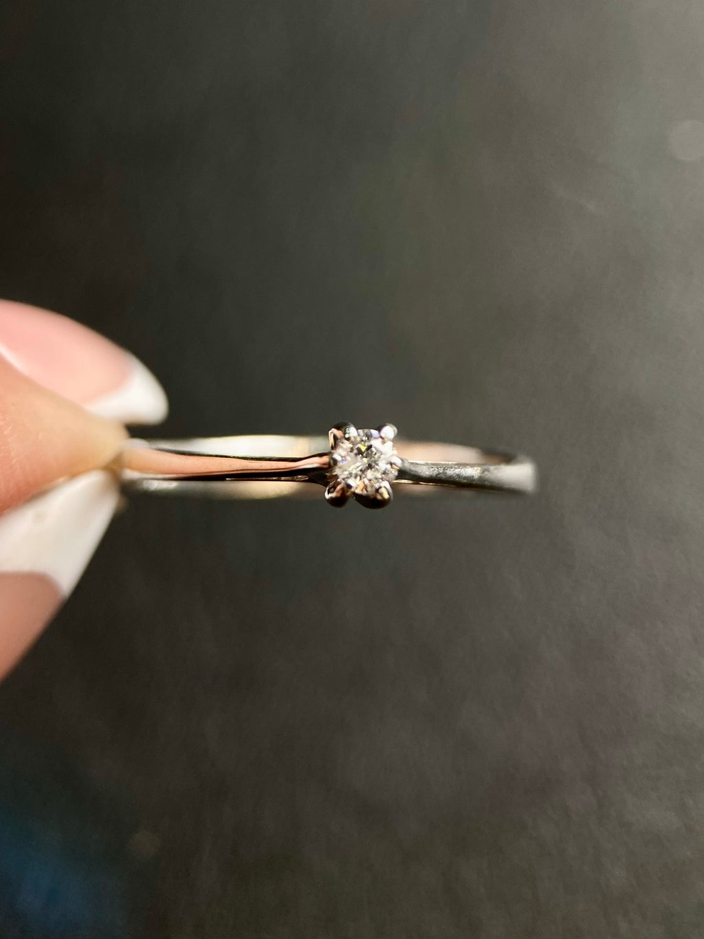 Oro Blanco 14k Redondo 0.07ct de Diamante Natural                                                  Anillo Compromiso OF2332