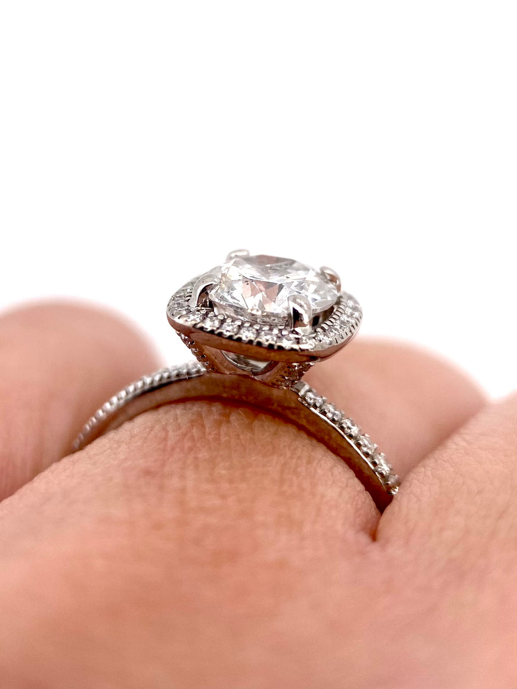 Oro Blanco 14k Redondo 1.01ct de Diamantes Naturales                            Anillo Compromiso OF2296