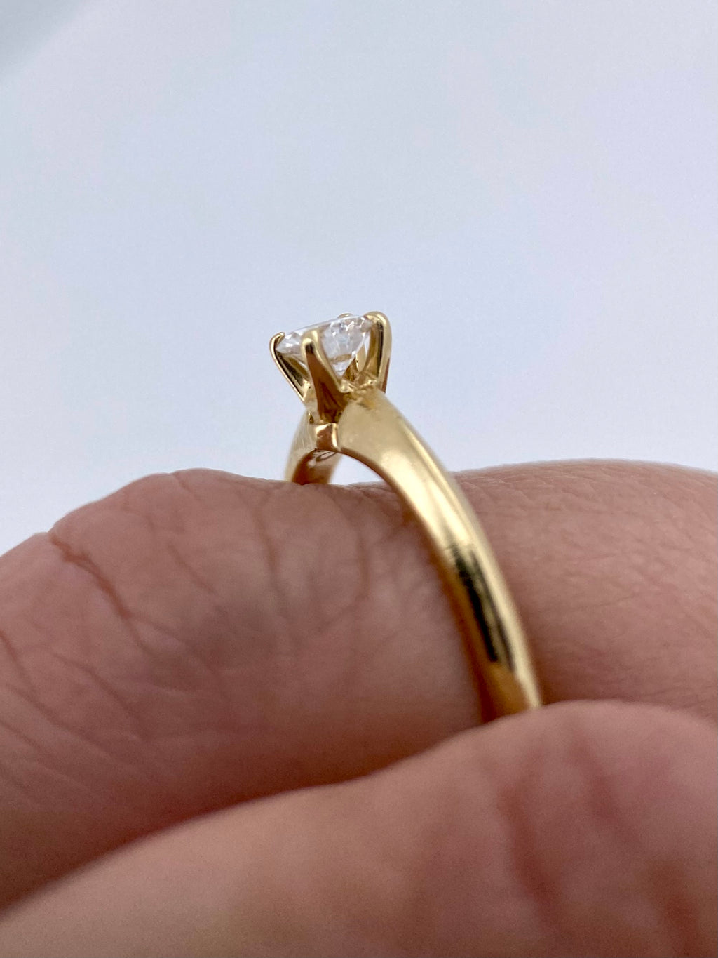 Oro Amarillo 14k Redondo 0.18ct de Diamante Natural                              Anillo Compromiso OF1991