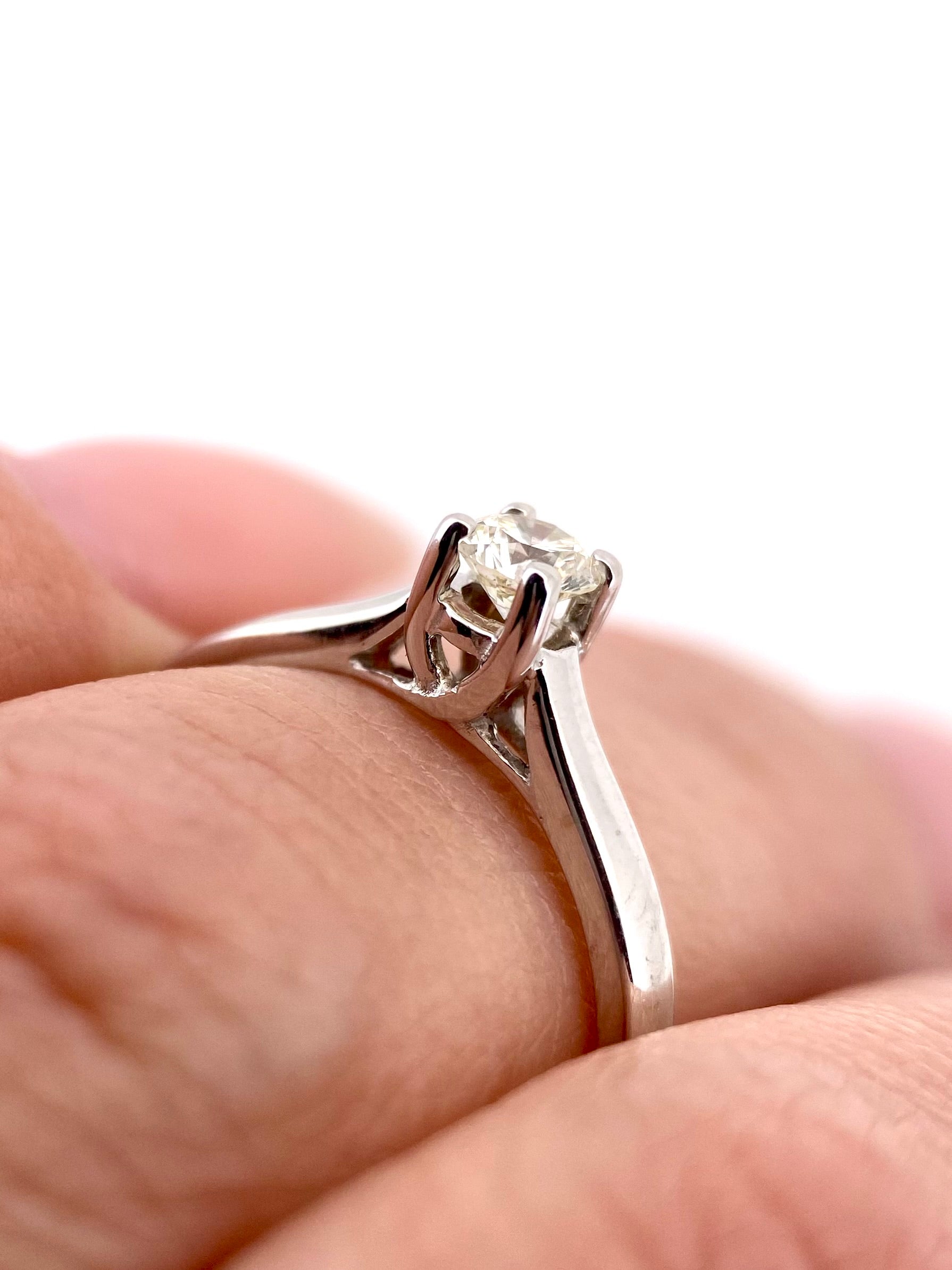 Oro Blanco 14k Redondo 0.20ct de Diamante Natural                                                  Anillo Compromiso OF2305
