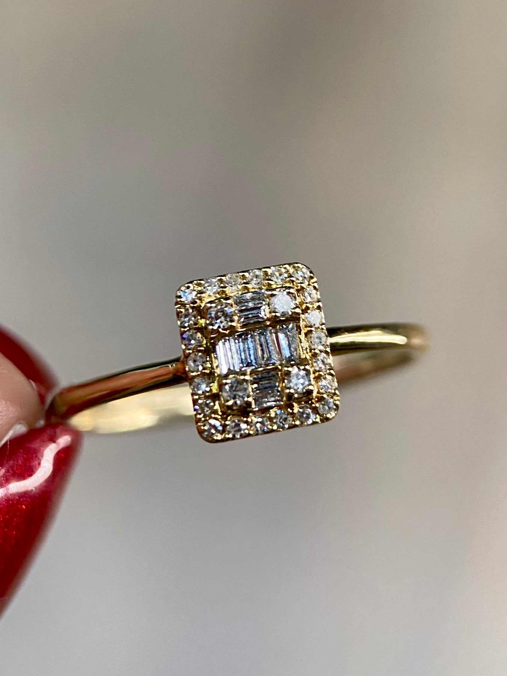 Oro Amarillo 14k Redondo 0.23ct de Diamantes Naturales                            Anillo Compromiso OF2139