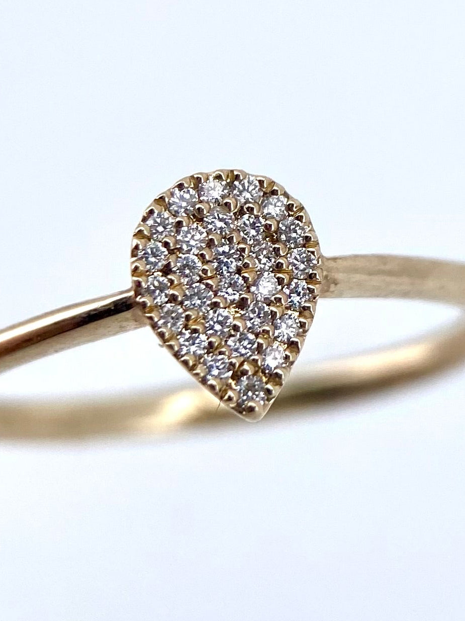 Oro Amarillo 14k Pera 0.15ct de Diamantes Naturales                            Anillo Compromiso OF2119