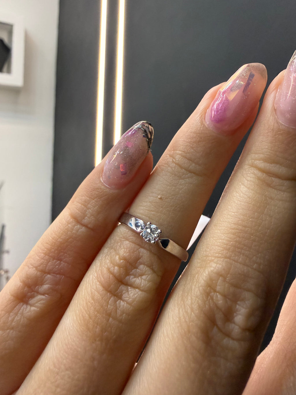 Oro Blanco 14k Redondo 0.24ct de Diamante Natural                                                  Anillo Compromiso OF1341