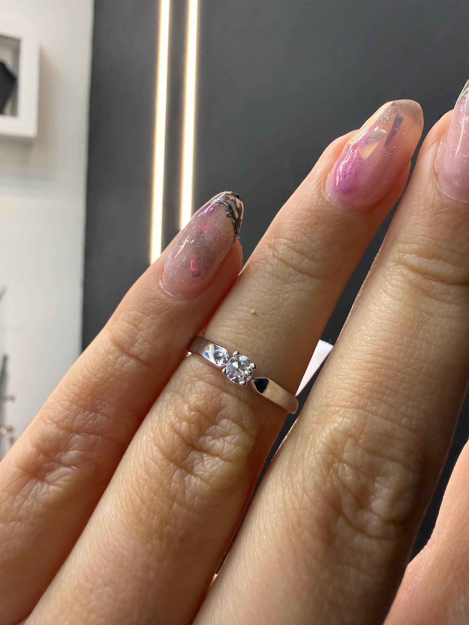 Oro Blanco 14k Redondo 0.24ct de Diamante Natural                                                  Anillo Compromiso OF1341