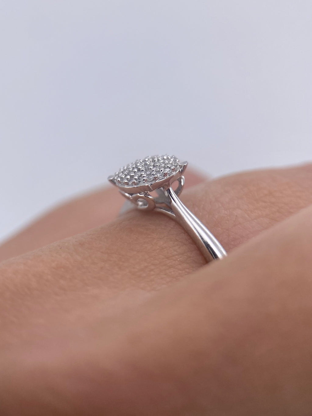 Oro Blanco 14k Redondo 0.15ct de Diamante                                                   Anillo Compromiso OF1869