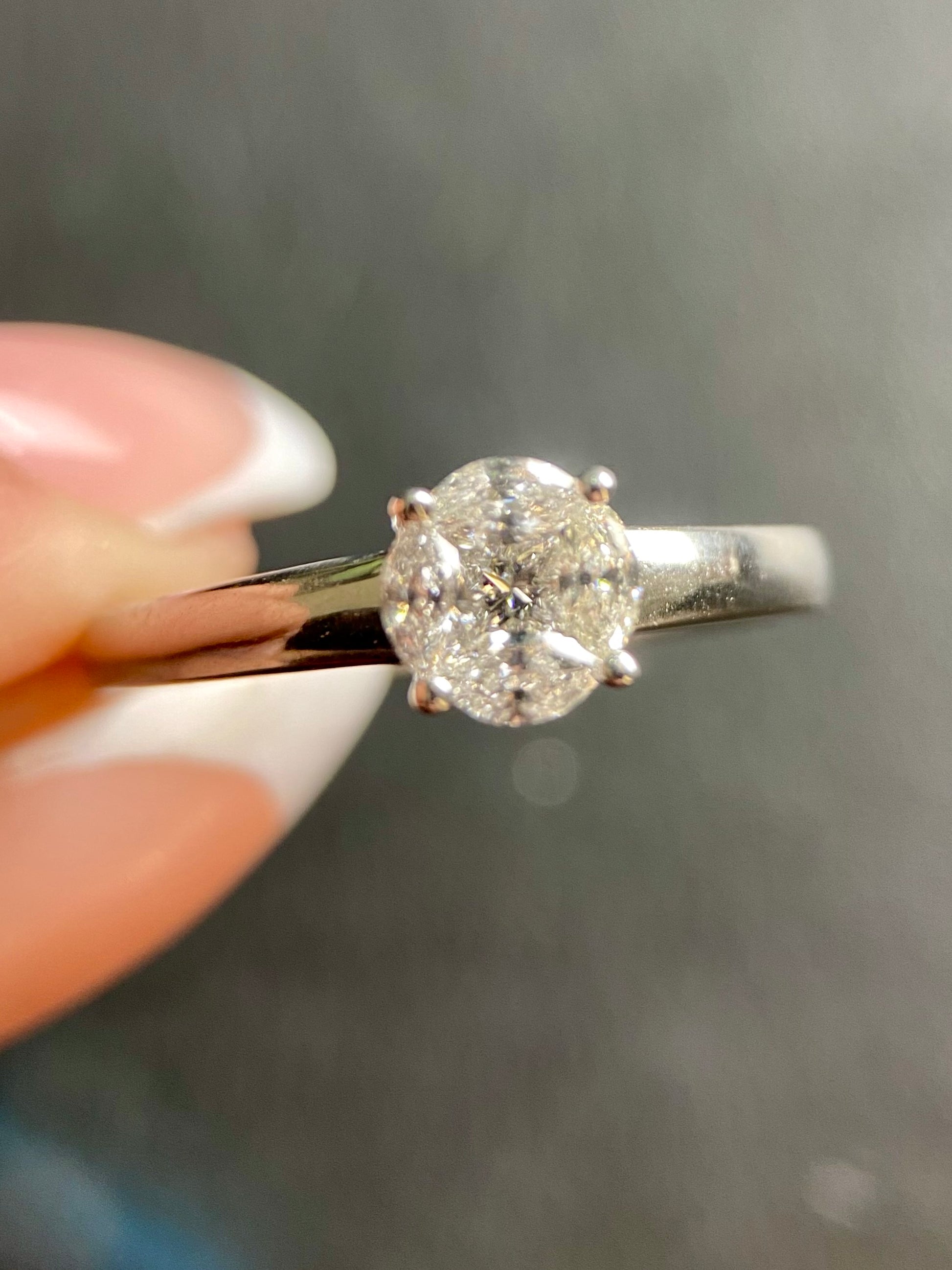 Oro Blanco 14k Redondo 0.25ct de Diamantes Naturales                            Anillo Compromiso OF2331
