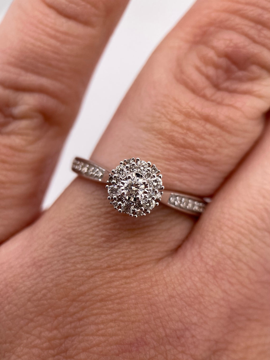 Oro Blanco 14k Redondo 0.33ct de Diamantes Naturales                            Anillo Compromiso OF2294