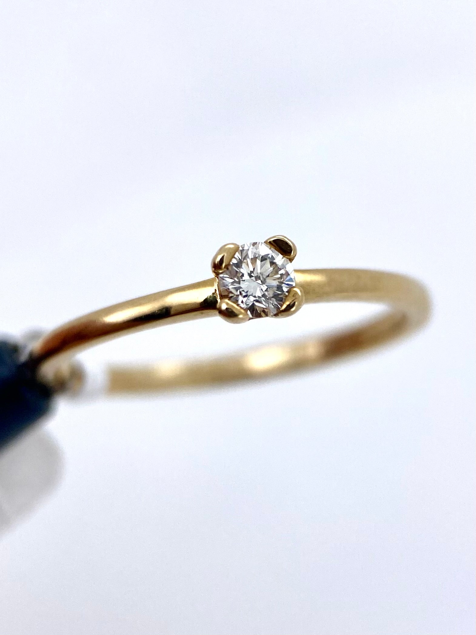 Oro Amarillo 14k Redondo 0.14ct de Diamante Natural                              Anillo Compromiso OF2212