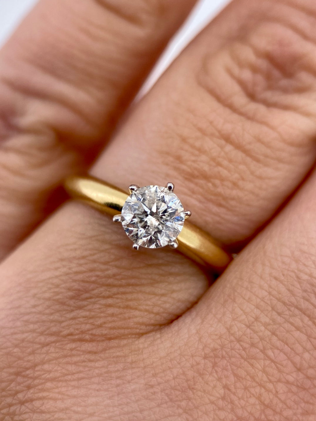 Oro Amarillo 14k Redondo 0.88ct de Diamante Natural                              Anillo Compromiso OF1699