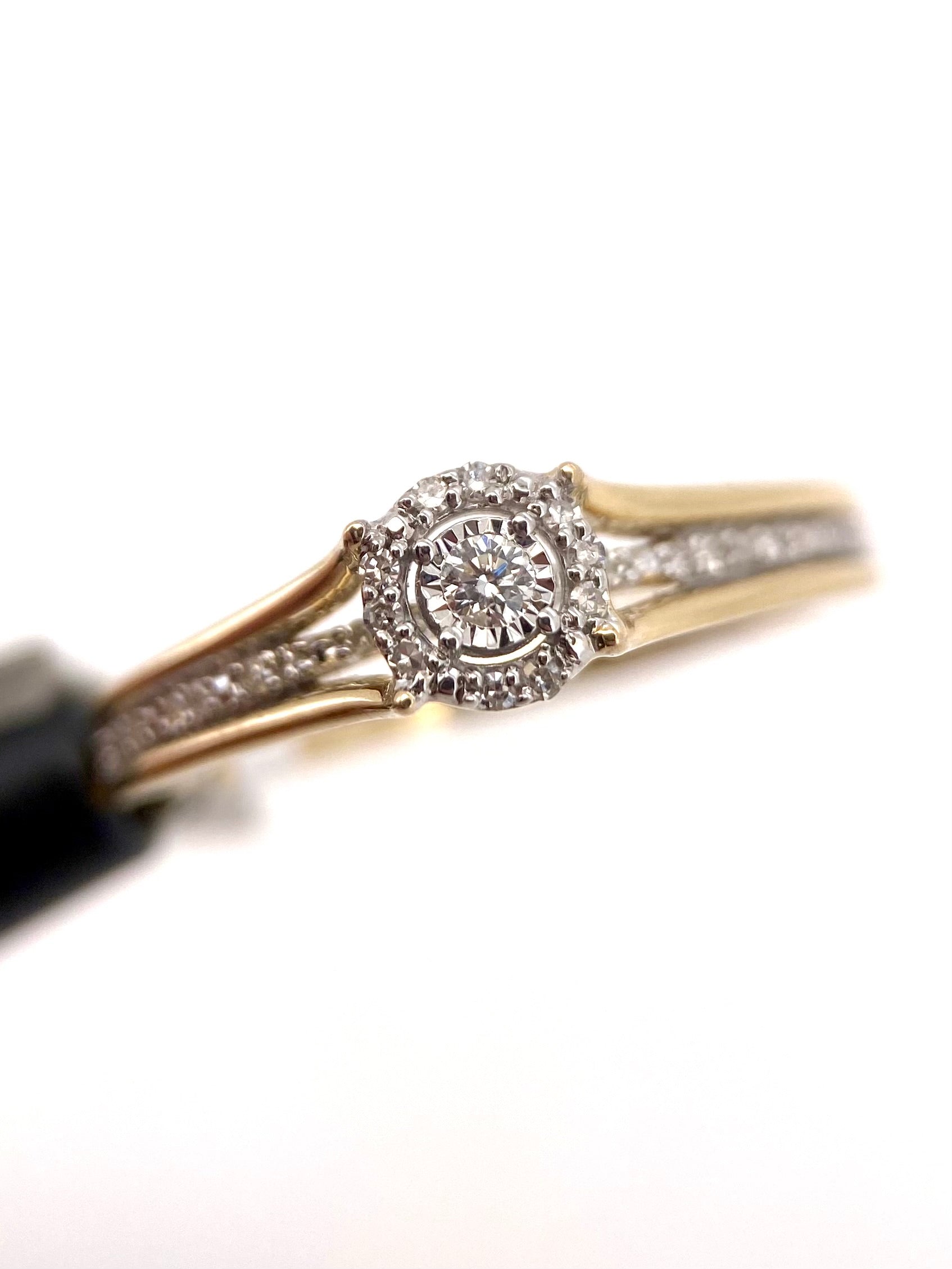 Oro Amarillo 14k Redondo 0.25ct de Diamantes Naturales                            Anillo Compromiso OF2290