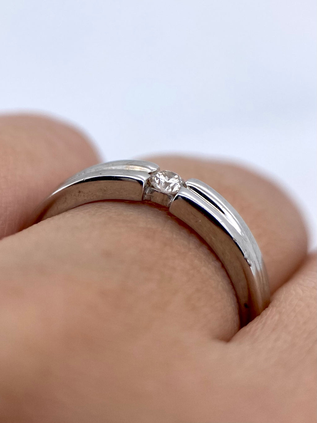 Oro Blanco 14k Redondo 0.12ct  de Diamantes Naturales                            Anillo Compromiso OF1214