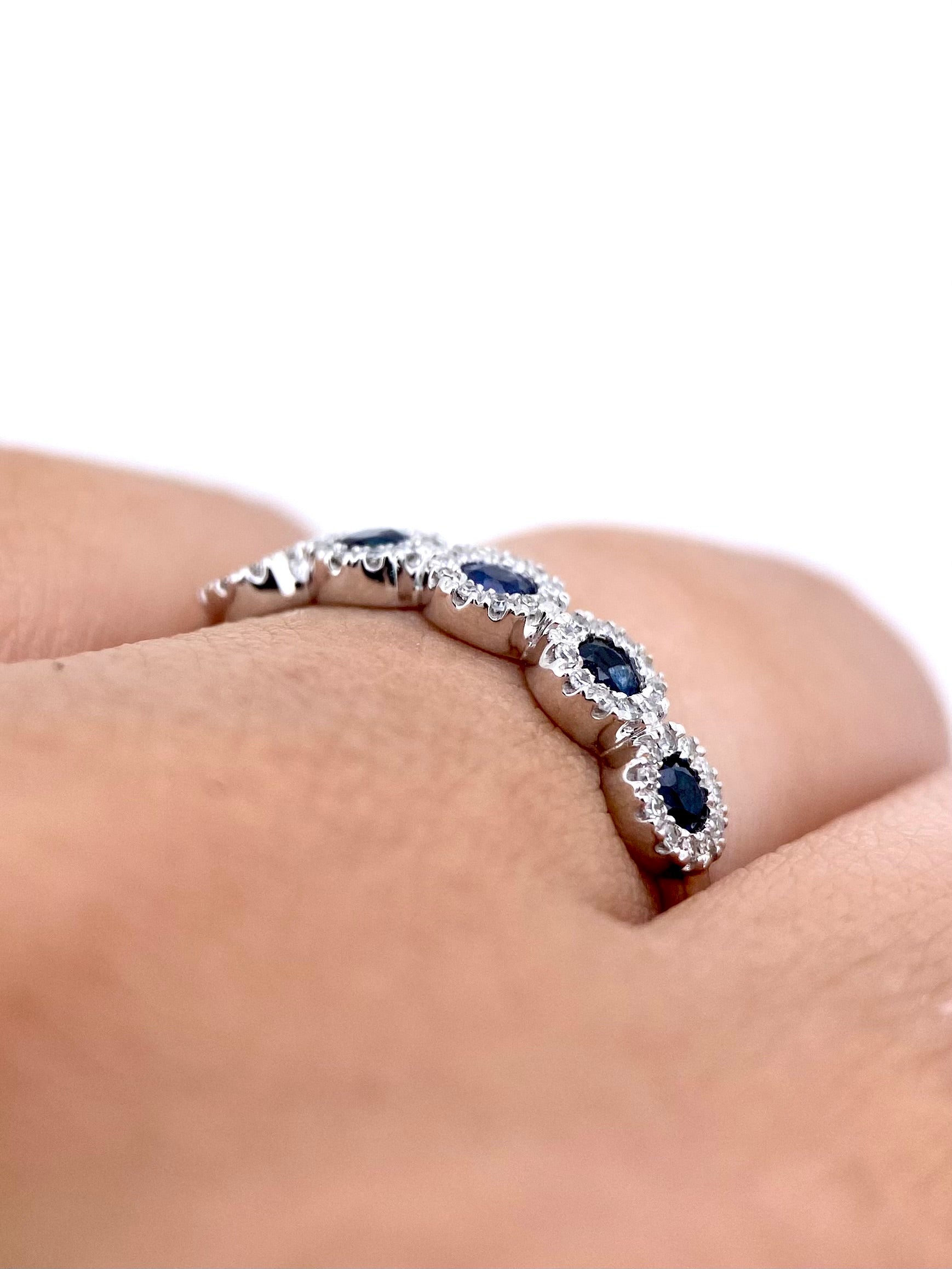 Churumbela Zafiros y Diamantes 0.75ct Oro 14k Blanco.            OF2367