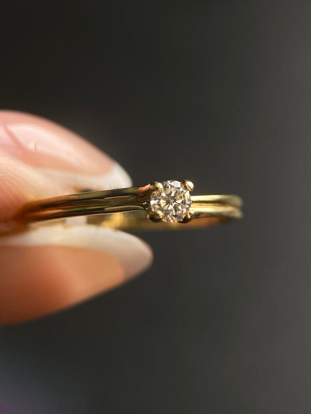 Oro Amarillo 14k Redondo 0.15ct de Diamante Natural                              Anillo Compromiso OF1998