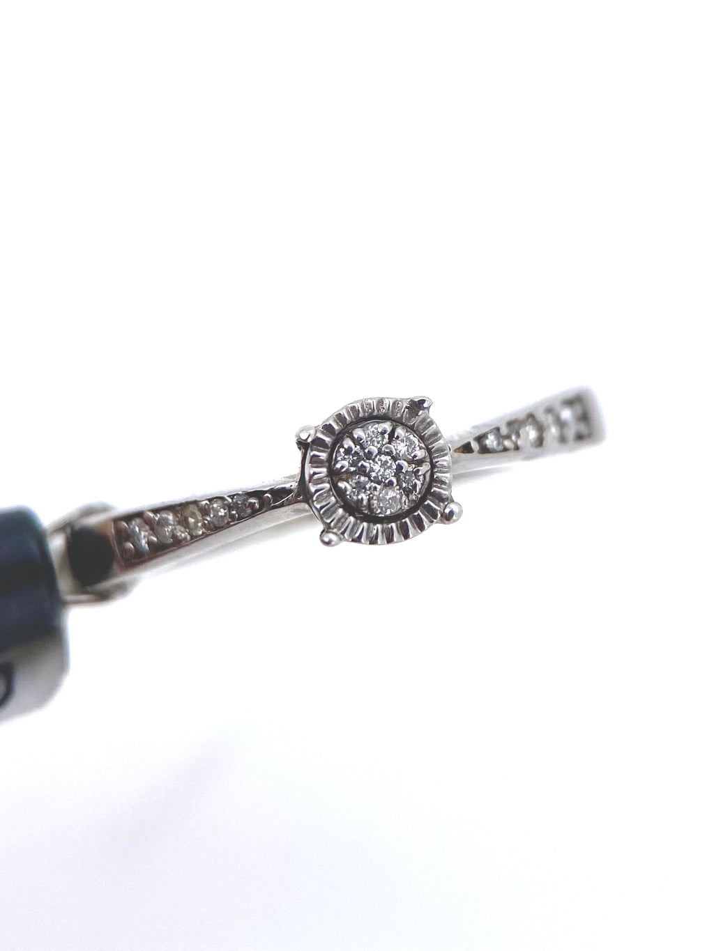 Oro Blanco 14k Redondo 0.10ct de Diamante Natural                                                  Anillo Compromiso OF1602