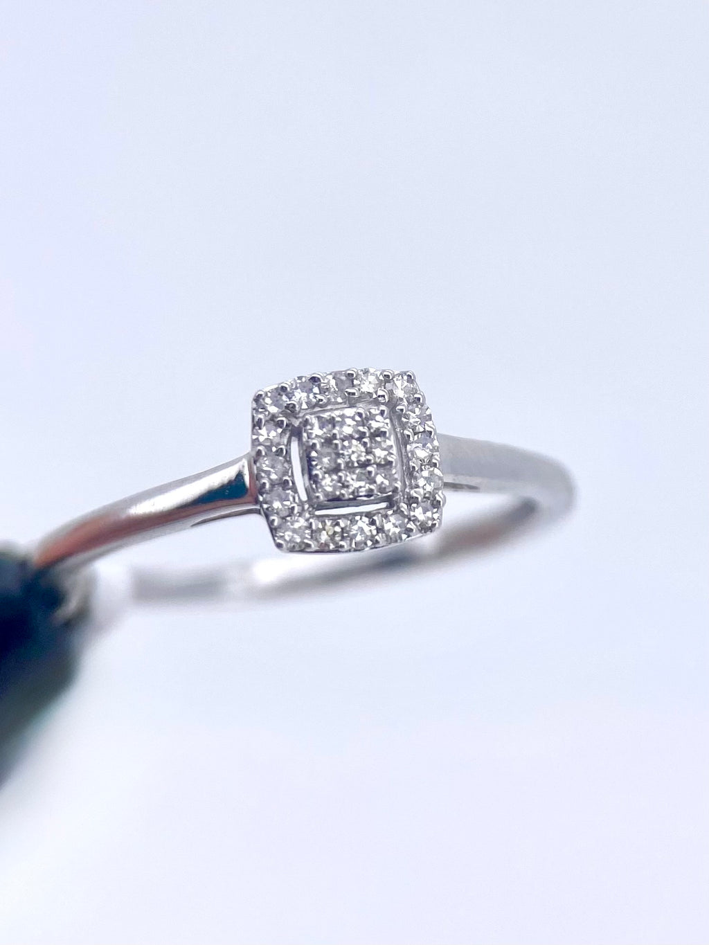 Oro Blanco 14k Princess 0.15ct de Diamantes Naturales                            Anillo Compromiso OF2200