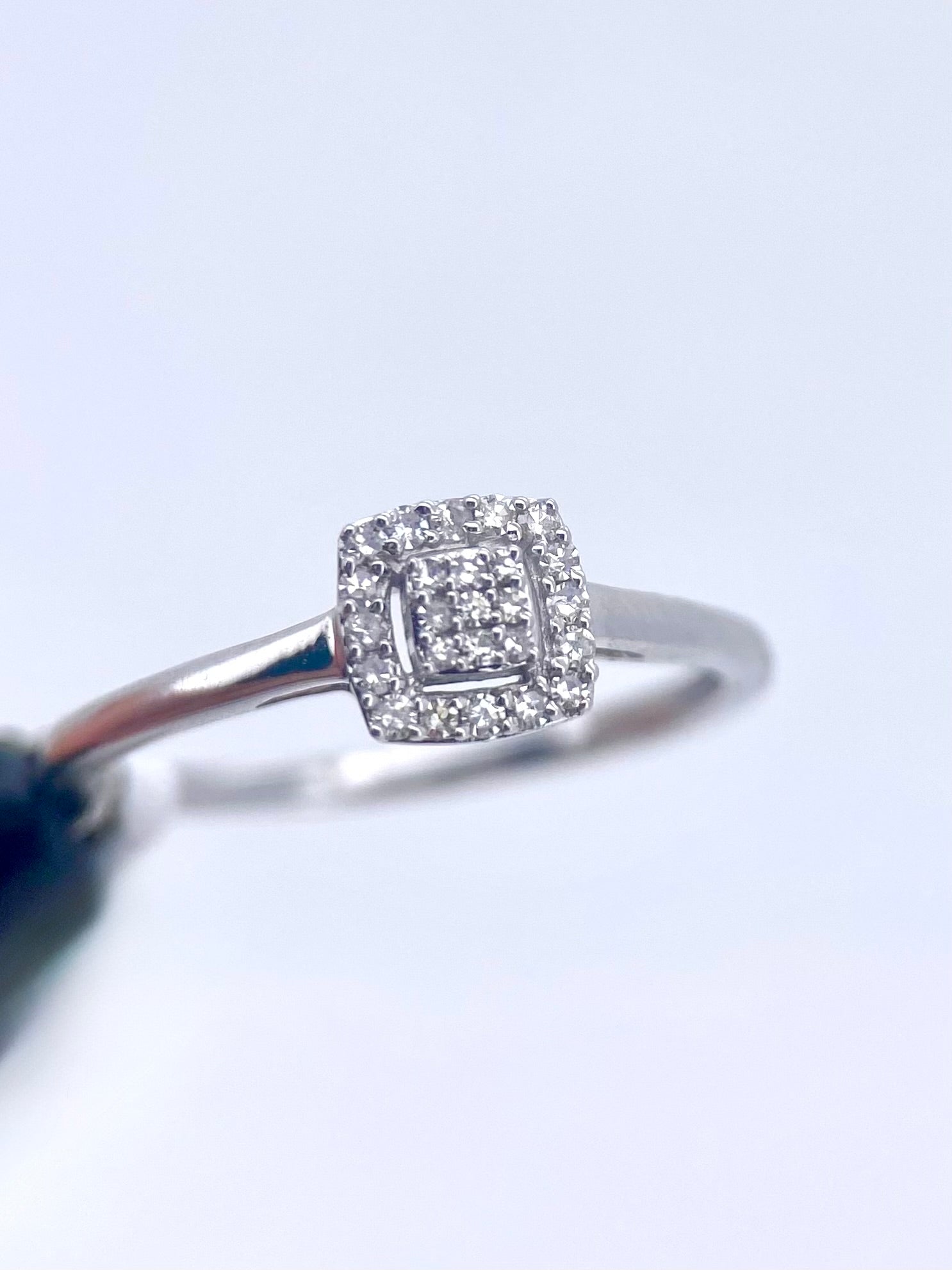 Oro Blanco 14k Princess 0.15ct de Diamantes Naturales                            Anillo Compromiso OF2200