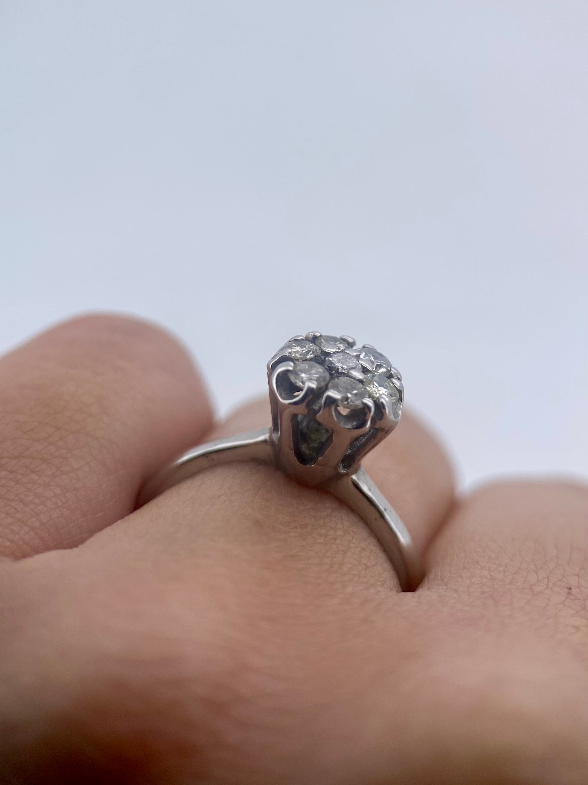 Oro Blanco 14k Redondo 0.35ct de Diamante Natural.                                                  Anillo Compromiso OF1620