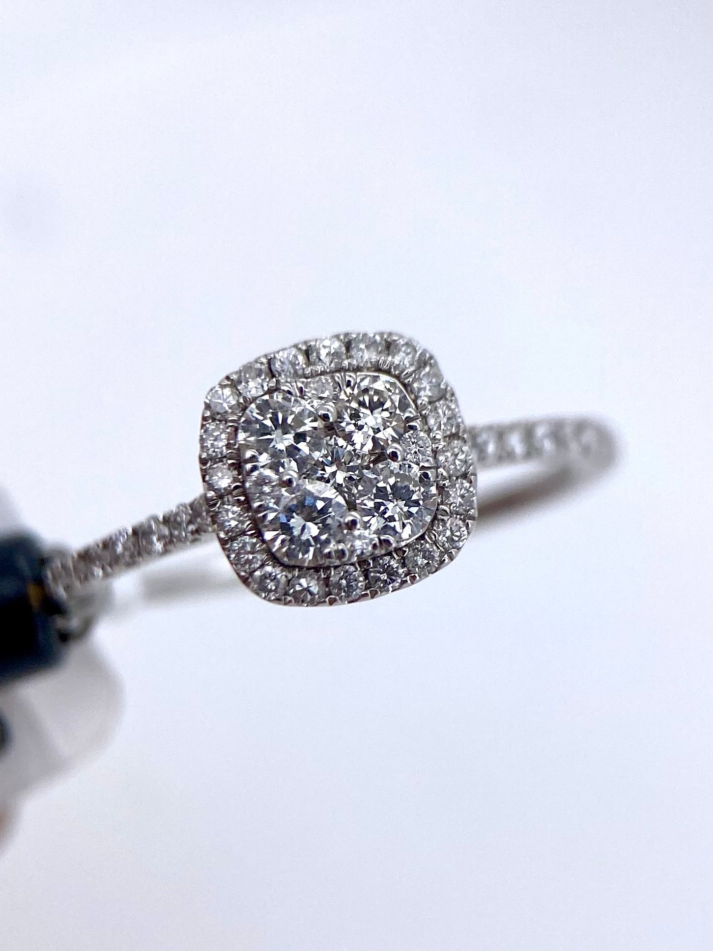 Oro Blanco 14k Princess 0.50ct de Diamantes Naturales                            Anillo Compromiso OF2182