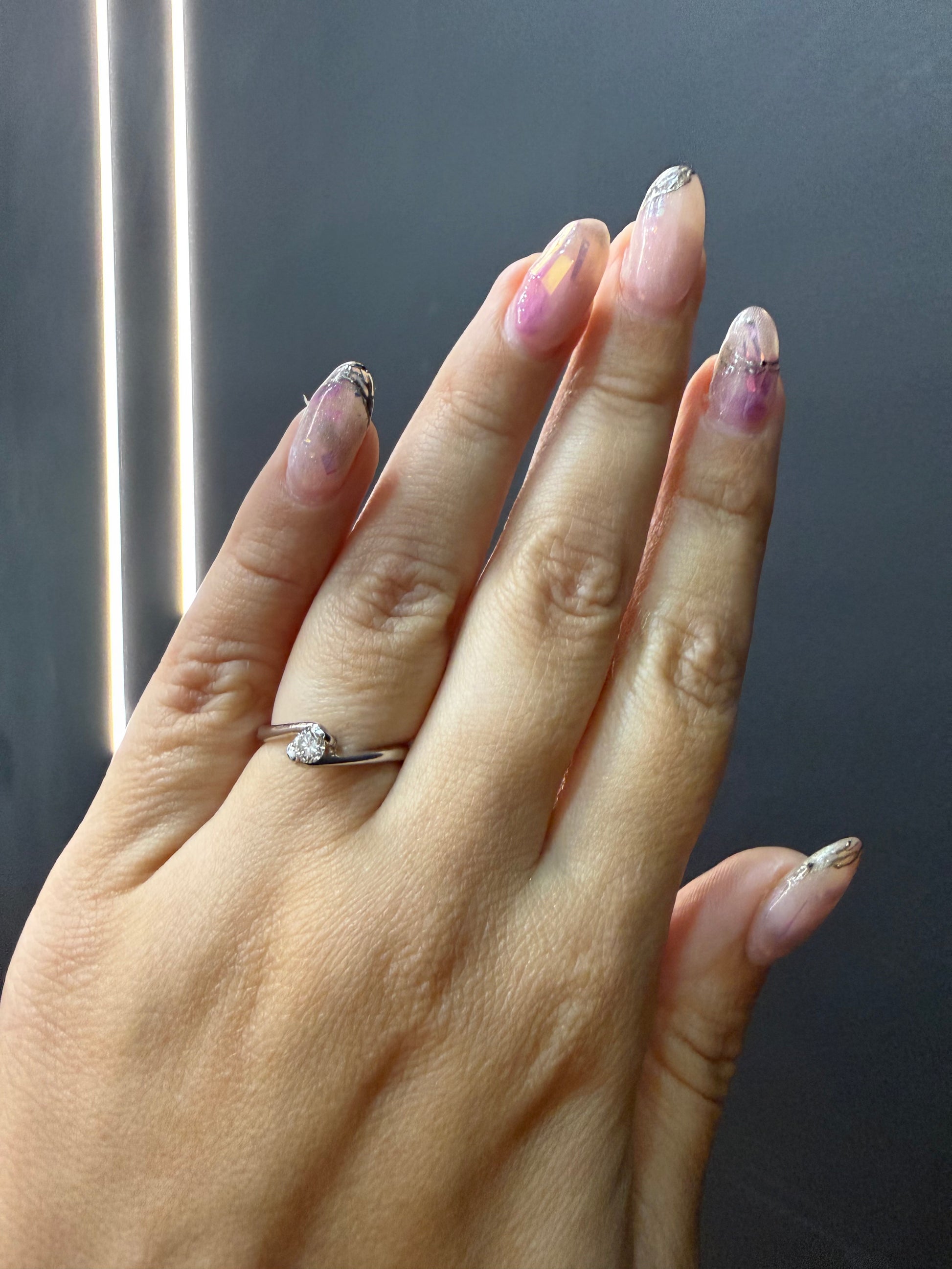 Oro Blanco 14k Redondo 0.15ct de Diamante Natural                                                  Anillo Compromiso OF2027